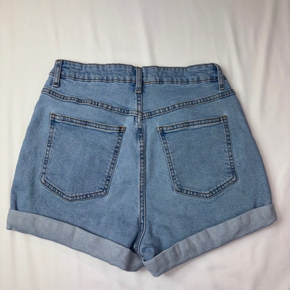 Cotton On High Rise Stretch Denim Shorts Women's‎ US 8 Blue Cuffed - Picture 3 of 4